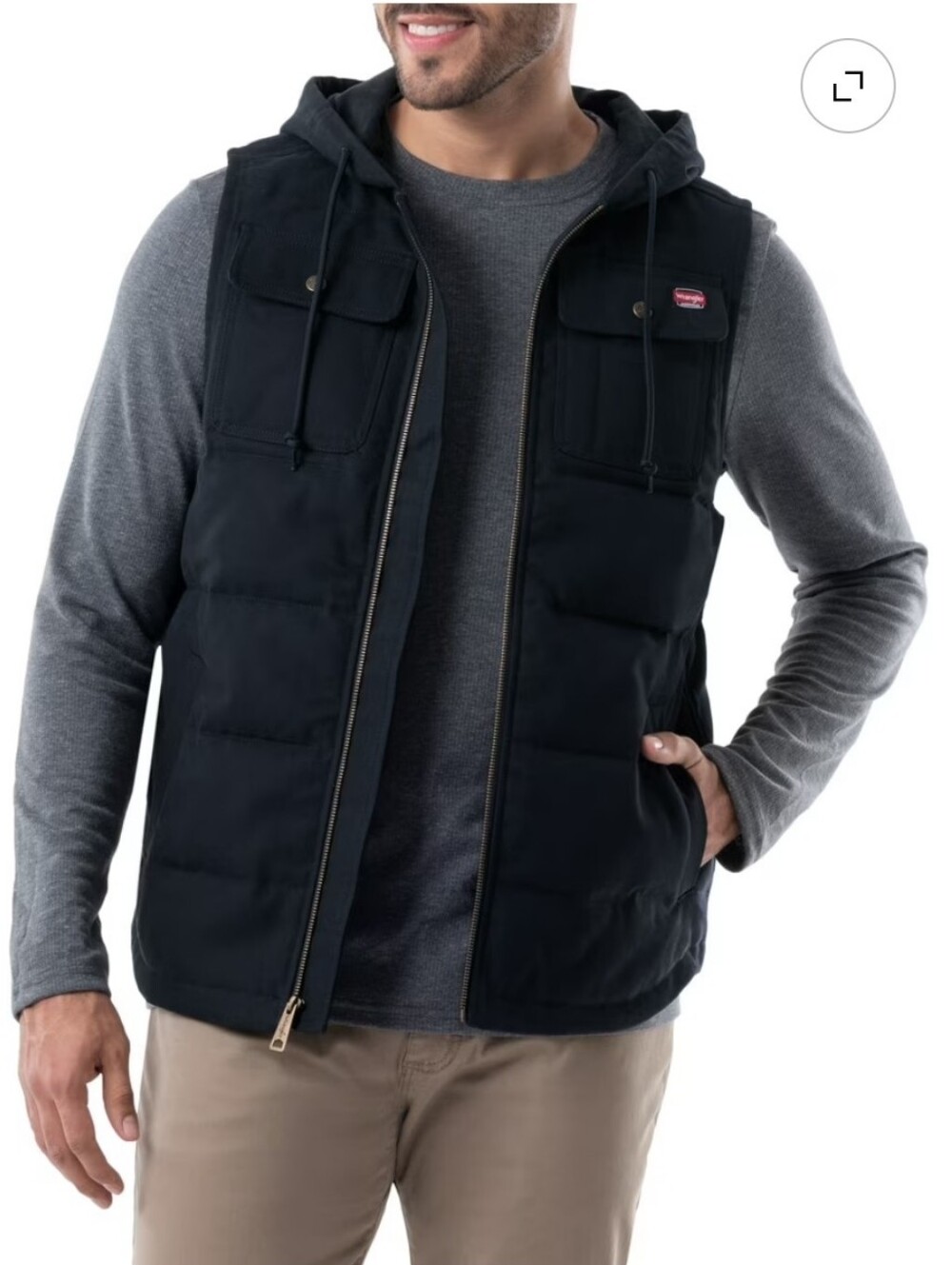 Wrangler Workwear Men's Quilted Lined Duck Vest with Hood size XL